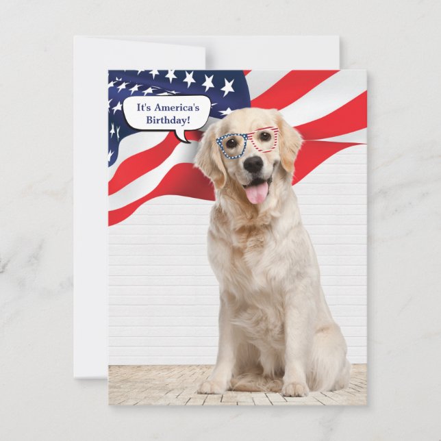 Golden Retriever 4th of July Party  Invitation (Front)
