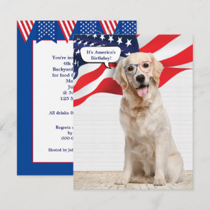 Golden Retriever 4th of July Party  Invitation
