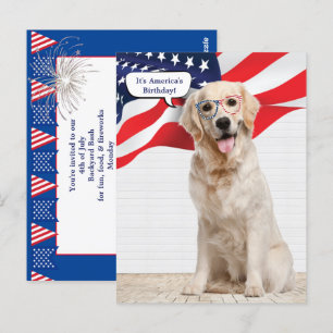 Golden Retriever 4th of July Party Postcard