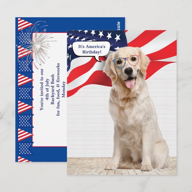 Golden Retriever 4th of July Party Postcard (Front/Back)