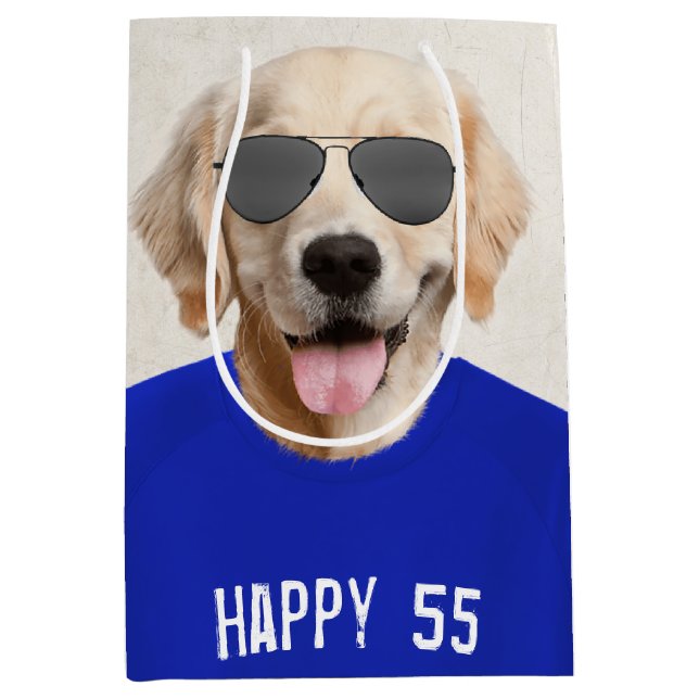 Golden Retriever 55th Birthday Medium Gift Bag (Front)
