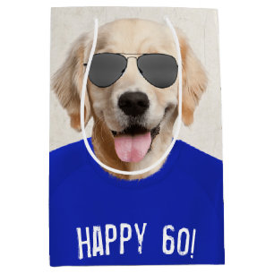 Golden Retriever 60th Birthday Medium Gift Bag