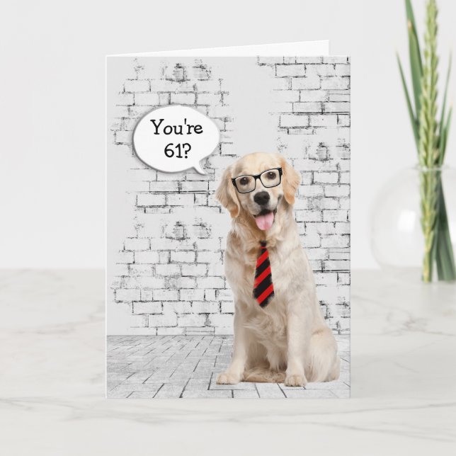 Golden Retriever 61st Birthday Humour Card (Front)