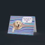 Golden Retriever 75th Birthday Humour Card<br><div class="desc">Golden retriever dog in warped stripe background for 75th birthday humour.
Birthday age can be changed.</div>