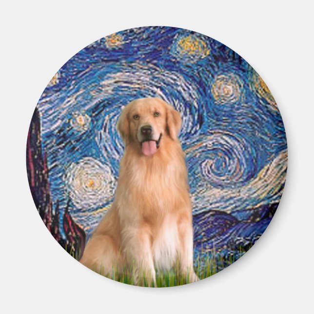 Golden Retriever 8 - Starry Night Magnet (Front)