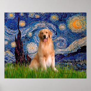 Golden Retriever 8 - Starry Night Poster