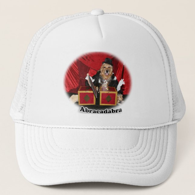 Golden Retriever Abracadabra Magic Trick Trucker Hat (Front)