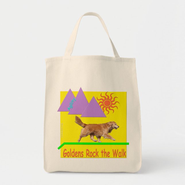 Golden Retriever Agility 'Rock' Grocery Tote (Front)