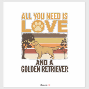 Golden Retriever All You Need Is Love Vintage Desi