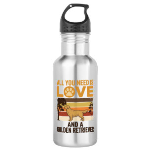 Golden Retriever All You Need Is Love Vintage Desi 532 Ml Water Bottle