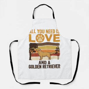 Golden Retriever All You Need Is Love Vintage Desi Apron
