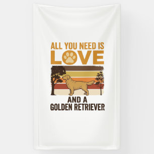 Golden Retriever All You Need Is Love Vintage Desi Banner