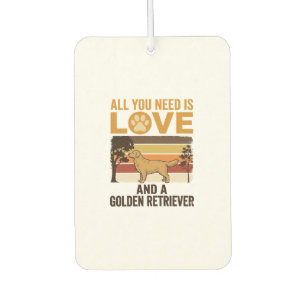Golden Retriever All You Need Is Love Vintage Desi Car Air Freshener