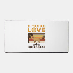 Golden Retriever All You Need Is Love Vintage Desi Desk Mat