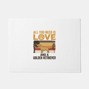 Golden Retriever All You Need Is Love Vintage Desi Doormat
