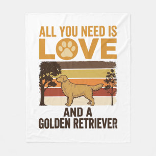 Golden Retriever All You Need Is Love Vintage Desi Fleece Blanket