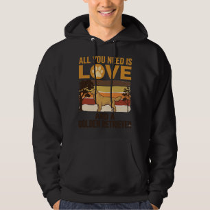Golden Retriever All You Need Is Love Vintage Desi Hoodie