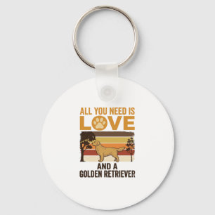 Golden Retriever All You Need Is Love Vintage Desi Key Ring