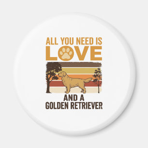 Golden Retriever All You Need Is Love Vintage Desi Magnet