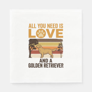 Golden Retriever All You Need Is Love Vintage Desi Napkin