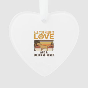 Golden Retriever All You Need Is Love Vintage Desi Ornament