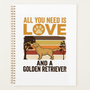 Golden Retriever All You Need Is Love Vintage Desi Planner