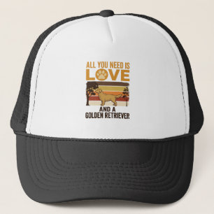 Golden Retriever All You Need Is Love Vintage Desi Trucker Hat