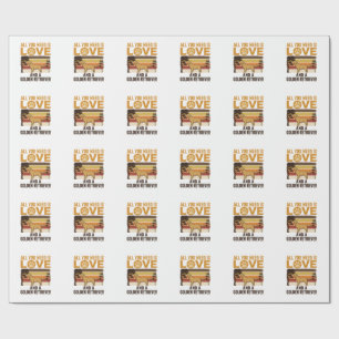 Golden Retriever All You Need Is Love Vintage Desi Wrapping Paper