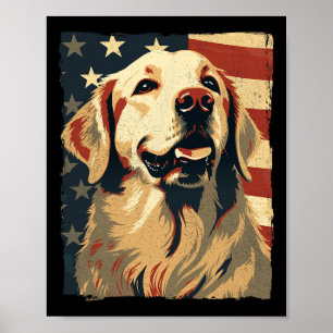 Golden Retriever American Flag 4th Of July Retriev Poster