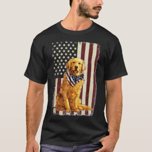 Golden Retriever American Flag Bandanna 4th Of Jul T-Shirt
