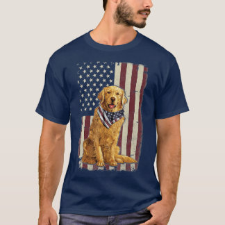 Golden Retriever American Flag Bandanna 4th Of Jul T-Shirt
