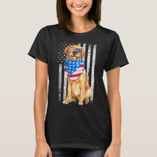 Golden Retriever American Flag Patriotic Dog 4th O T-Shirt