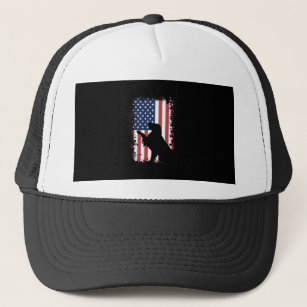 Golden Retriever American Flag Silhouette Trucker Hat