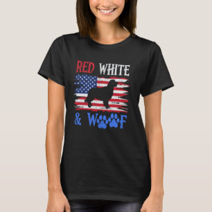 Golden Retriever American Flag USA Red White & Woo T-Shirt
