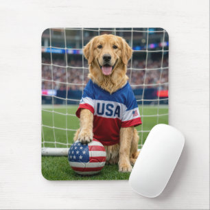 Golden Retriever American Soccer Player Mouse Mat
