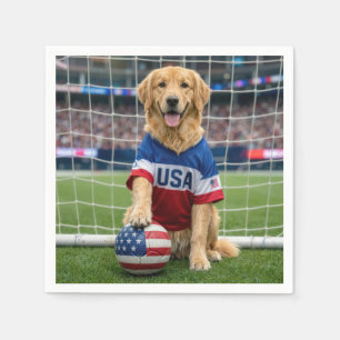 Golden Retriever American Soccer Player Napkin