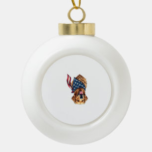 Golden Retriever Americana Vintage Engraved Shirt  Ceramic Ball Christmas Ornament