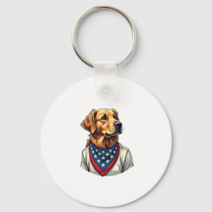 Golden Retriever Americana Vintage Engraved Shirt Key Ring