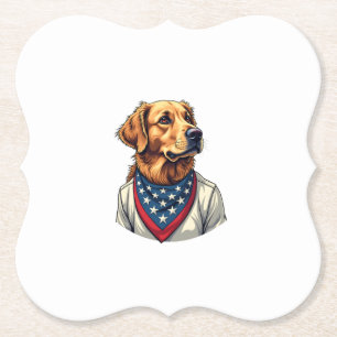 Golden Retriever Americana Vintage Engraved Shirt Paper Coaster