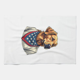 Golden Retriever Americana Vintage Engraved Shirt Tea Towel