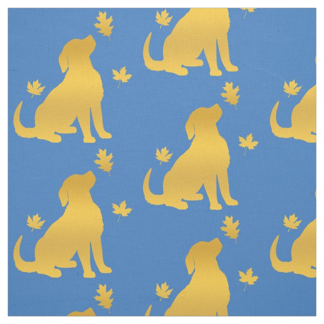 Golden Retriever Among the Fall Leaves Fabric (Swatch)