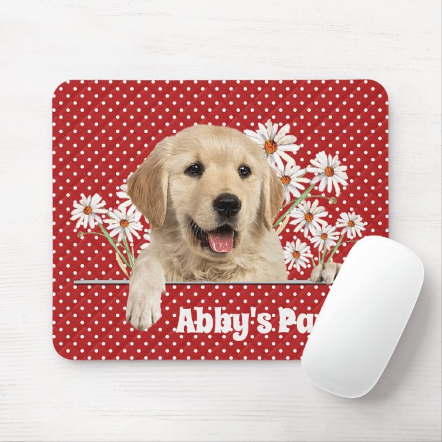 Golden Retriever and Daisies Mouse Mat (With Mouse)
