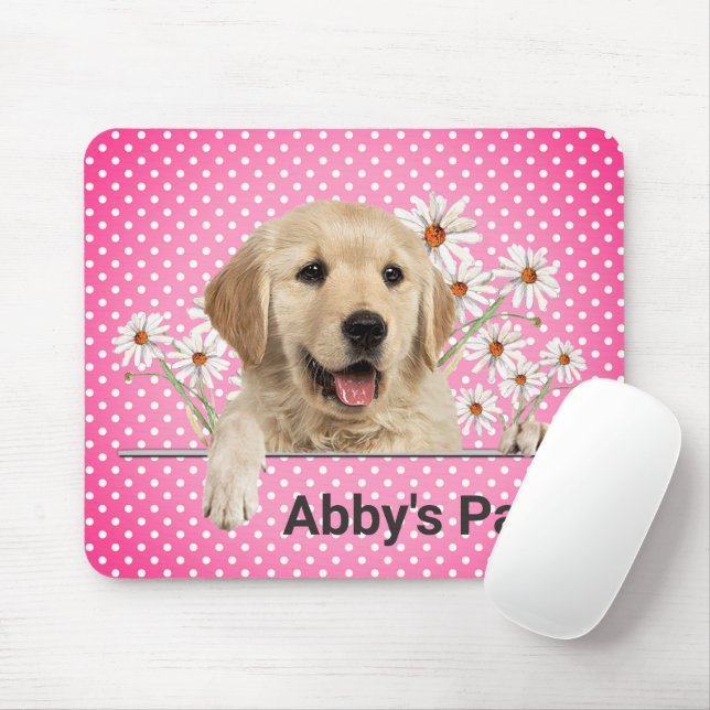 Golden Retriever and Daisies Mouse Mat (With Mouse)