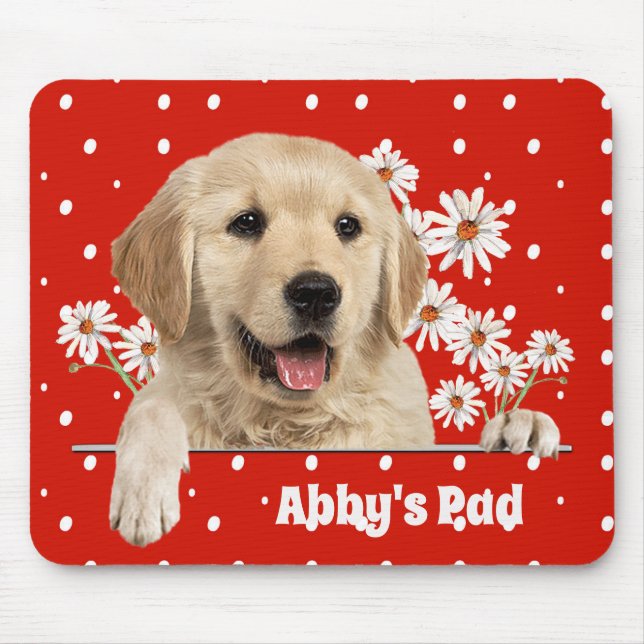 Golden Retriever and Daisies Mouse Mat (Front)