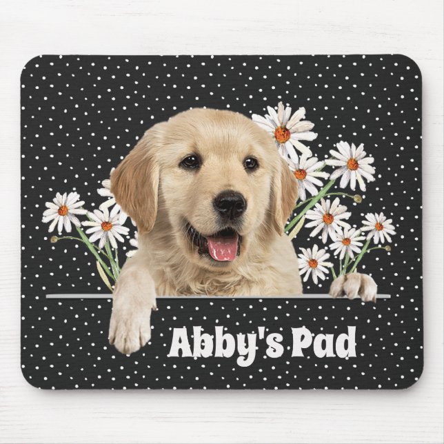 Golden Retriever and Daisies Mouse Mat (Front)