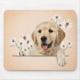 Golden Retriever and Daisies Mouse Mat