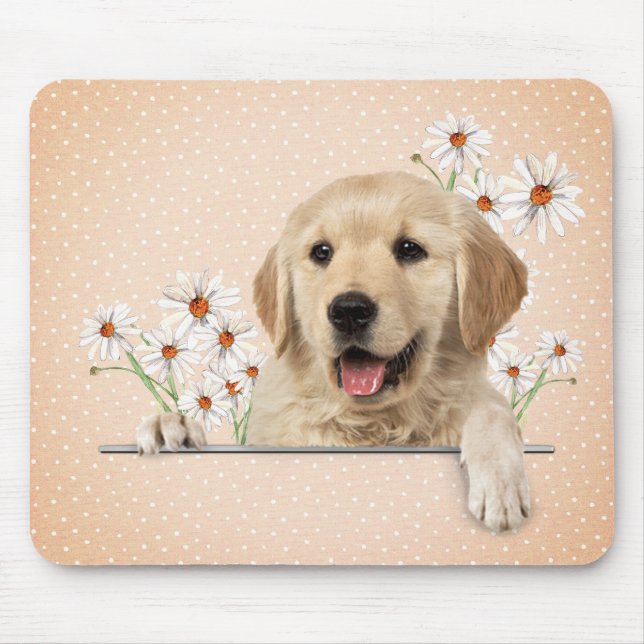 Golden Retriever and Daisies   Mouse Mat (Front)