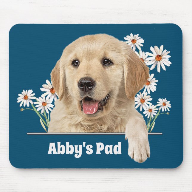 Golden Retriever and Daisies Mouse Pad (Front)