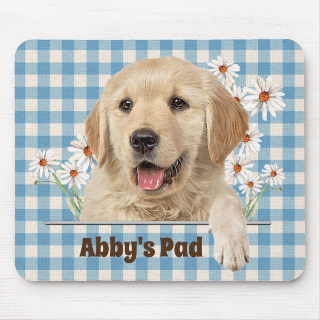 Golden Retriever and Daisies Mouse Pad (Front)