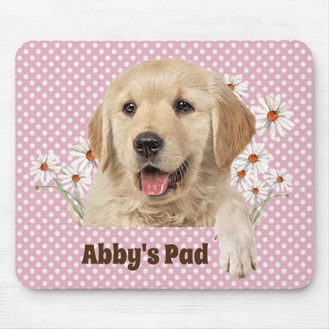 Golden Retriever and Daisies Mouse Pad (Front)